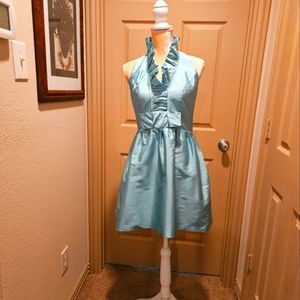 ALFRED SUNG Ruffled Halter Neck Sleeveless Cocktail Dress Sz 6